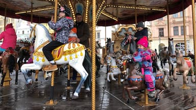 Love is a carousel. Beautiful Christmas market in Pilzen, Czech.