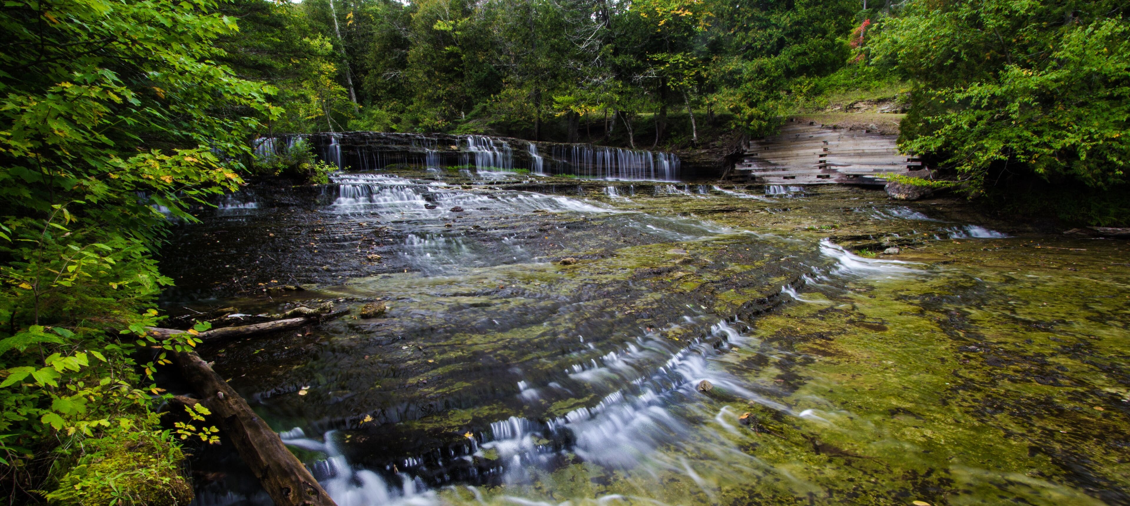 Au Train Falls. Beautiful Au Train Falls is located in Michigan's Upper Peninsula in the Hiawatha National Forest.