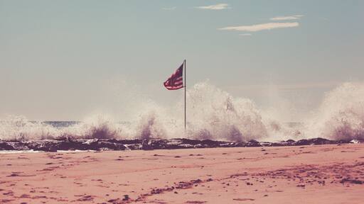 American Flag on Jetty