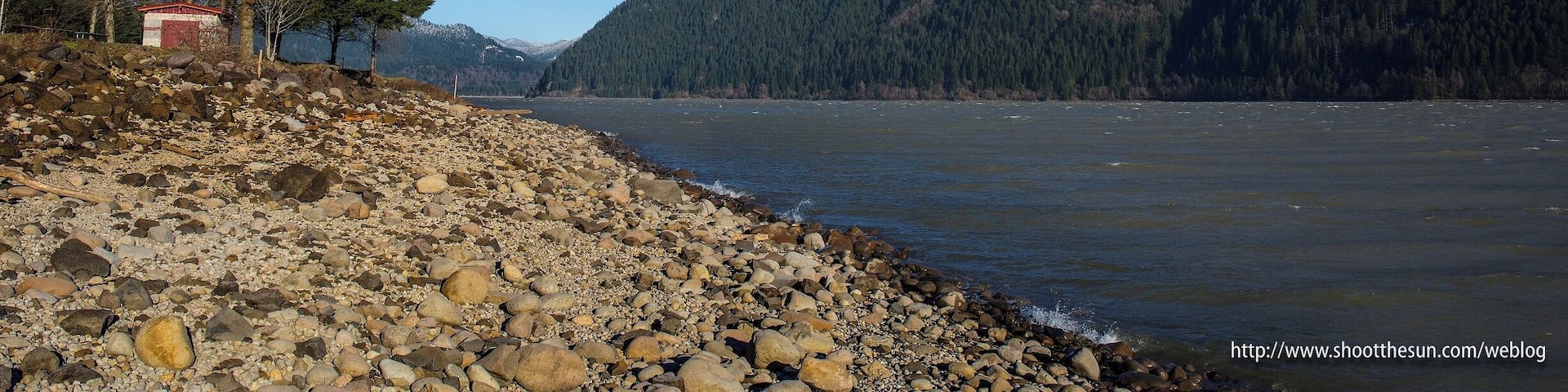 Yale Reservoir with the pump house in the middle distance.