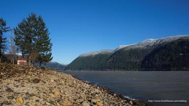 Yale Reservoir with the pump house in the middle distance.