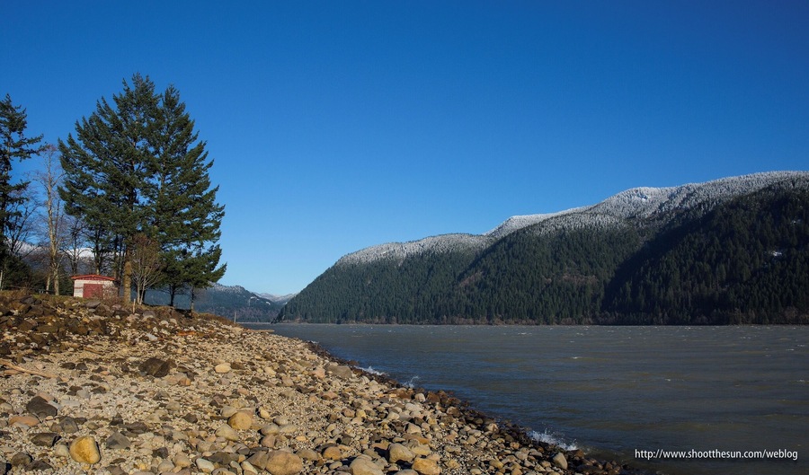 Yale Reservoir with the pump house in the middle distance.