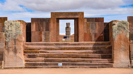The Kalassaya Gate at the Tiwanaku archaeological site, a UNESCO world heritage site near La Paz, Bolivia