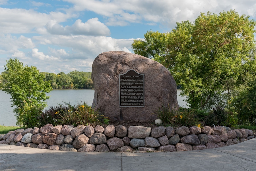 Native American Ashwaubomay Grave Site Historical Marker In Ashwaubenon, Wisconsin