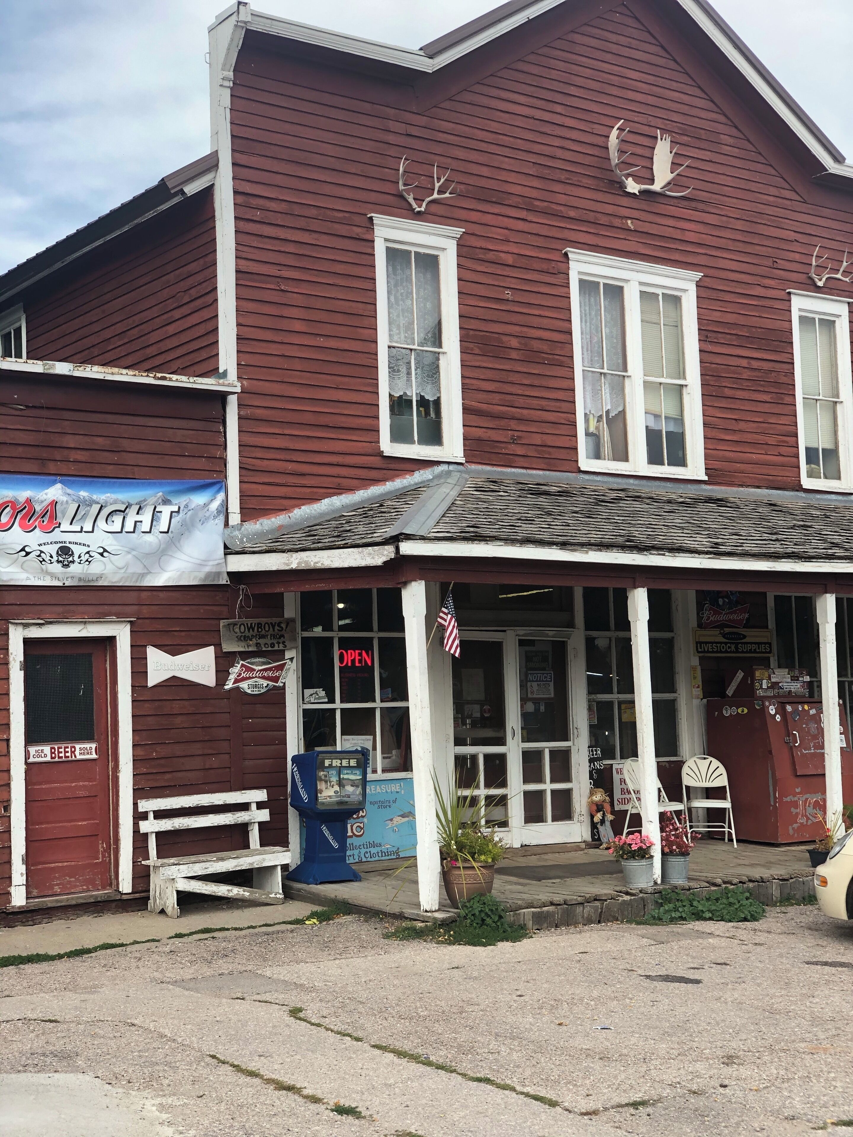 120 year old general store. Population 15. A really fun place off the beaten path with a real life cowboy tending bar in the back