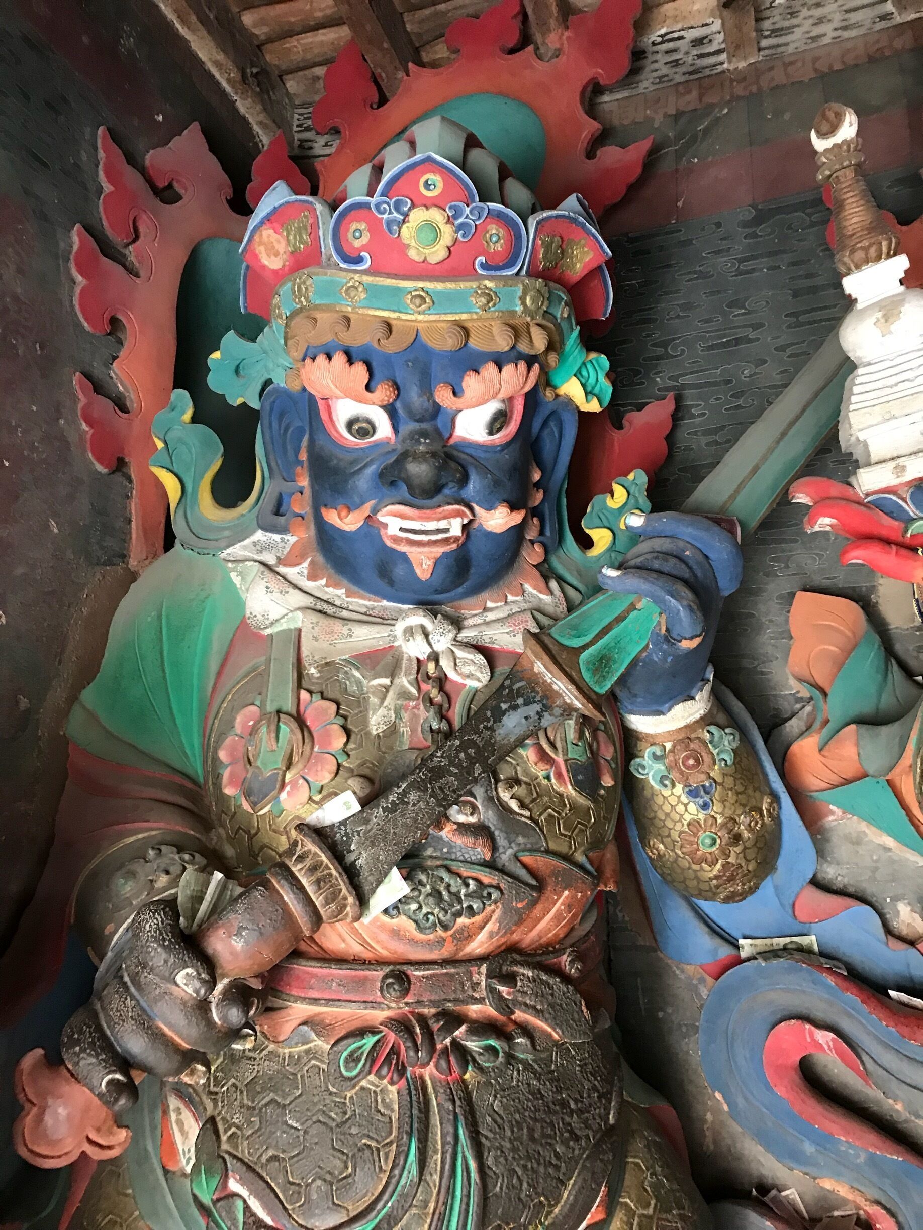 Paintings of Mahākāla in Tibetan Monasteries
There are paintings of this deity for tourists to enjoy. Each of the three forms of this god has some special qualities and aspects, symbolized by the physical forms and elements they hold in their hands.
