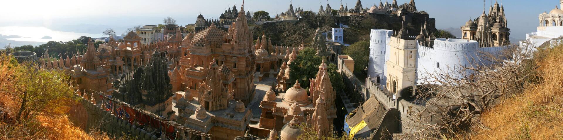 Jain temples on top of Shatrunjaya hill. Palitana (Bhavnagar district), Gujarat, India