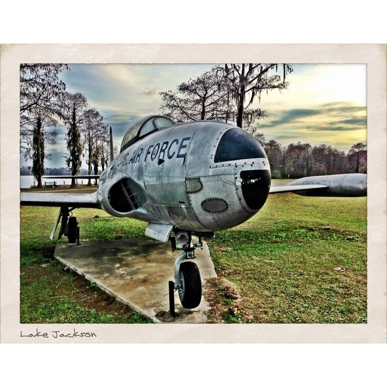 Old Air Force jet on display at the lake.