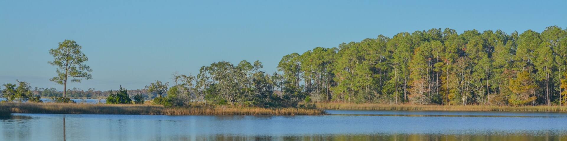 Beautiful view of Tucker Bayou. It's in Eden Gardens State Park, Santa Walton County, Florida