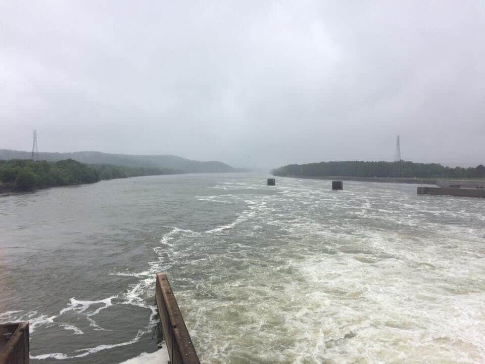 On this day, Guntersville Dam was releasing water at a rate of 250,000 gallons per second. 