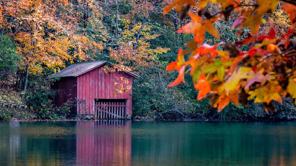 DeSoto Falls boathouse at DeSoto State Park in Mentone Alabama