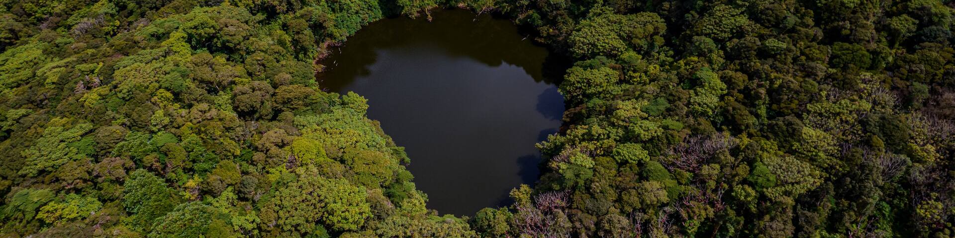 Beautiful aerial view of the Barva Volcano in the Braulio Carrillo National Park, its dens rain forest in Costa Rica