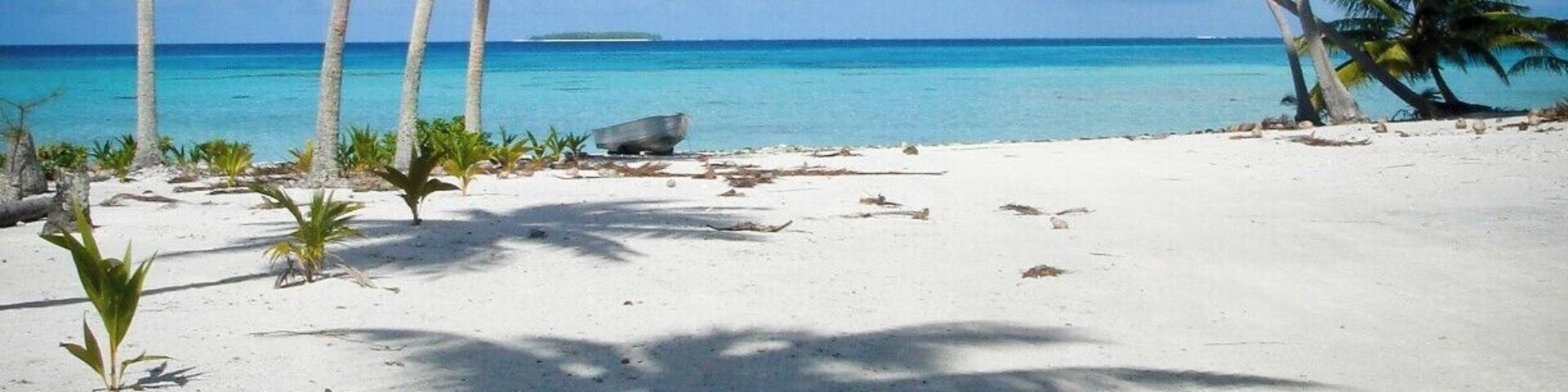 Palmerston Island is another of those very hard to reach places. A delivery ship stops by once or twice a year and some cruising yachts visit.
The population was 52 when we visited in 2010. Everyone's last name is Marsters, all descendants of William Marsters who moved to the deserted island in the 1800's with his 3 wives.
