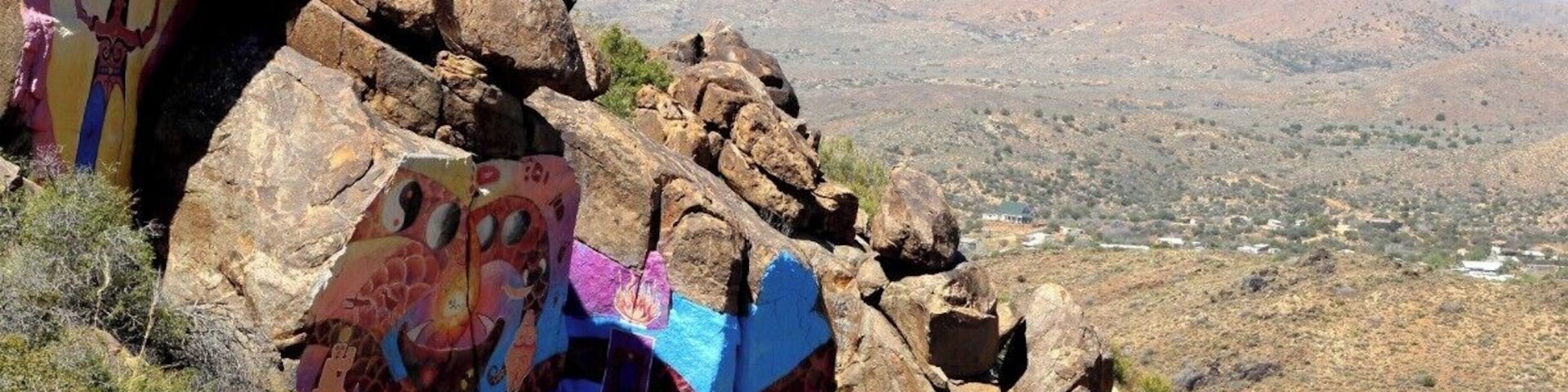 The hills above Chloride Az, Roy Purcell's "The Journey" painted in 1966. #roadtrip
You will need a 4 wheel drive to get to these or hike the 1 mile and a half.
The wilderness above these murals is beautiful, wild flowers and wild horses