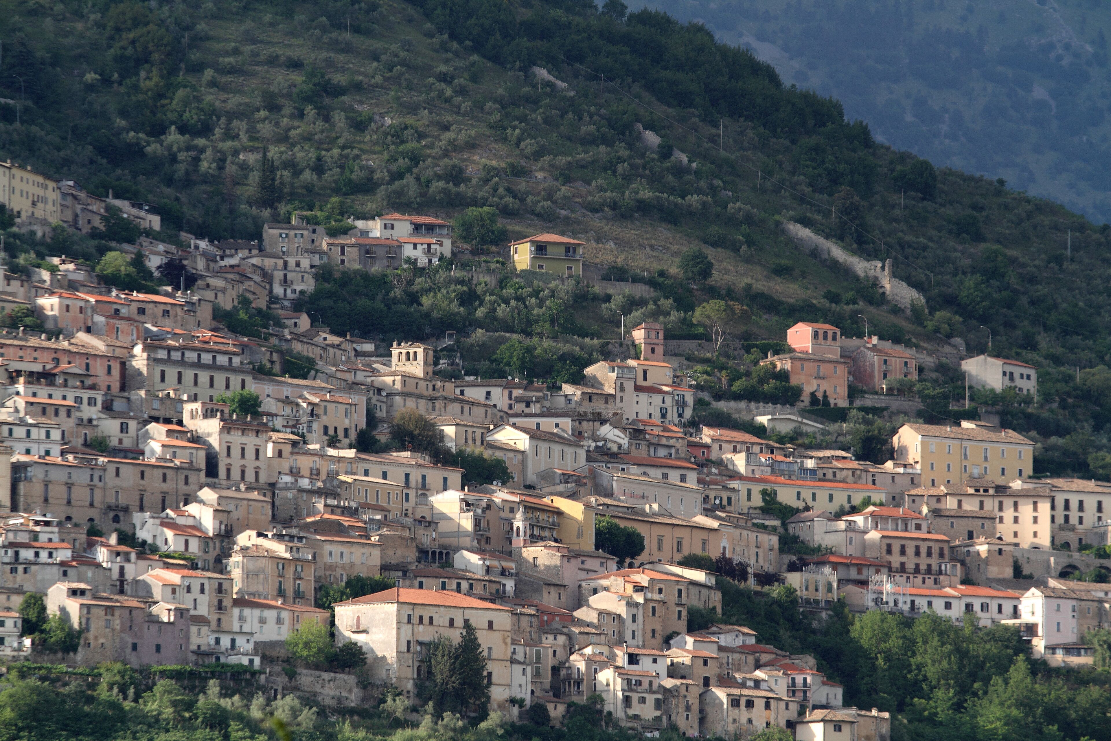 Alvito, Italy - June 8, 2017: Panorama on the houses of Alvito in the province of Frosinone in the Comino Valley