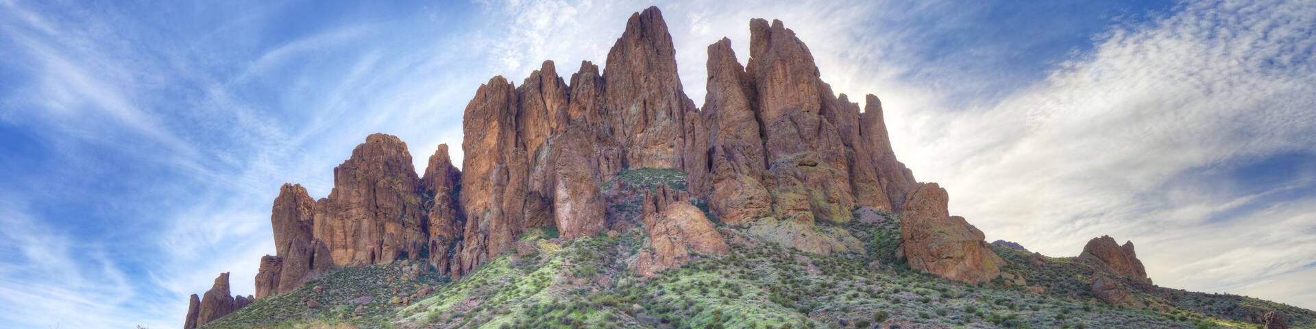 Panorama view of the Superstition Mountains in Arizona, United States