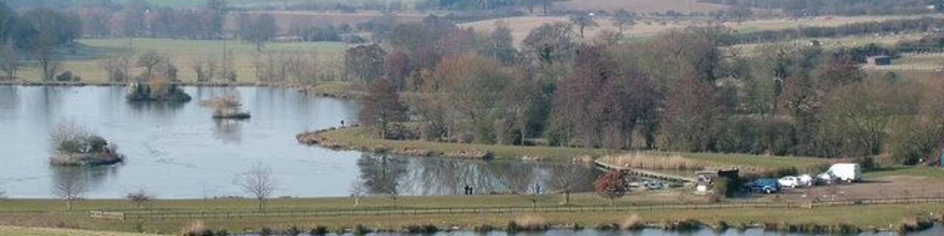 Westmill Lakes. Westmill Farm Fishing Lakes looking towards Chapmore End