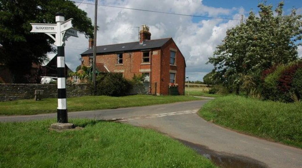 Road junction, Ashleworth A road junction in Ashleworth with an interesting road sign.