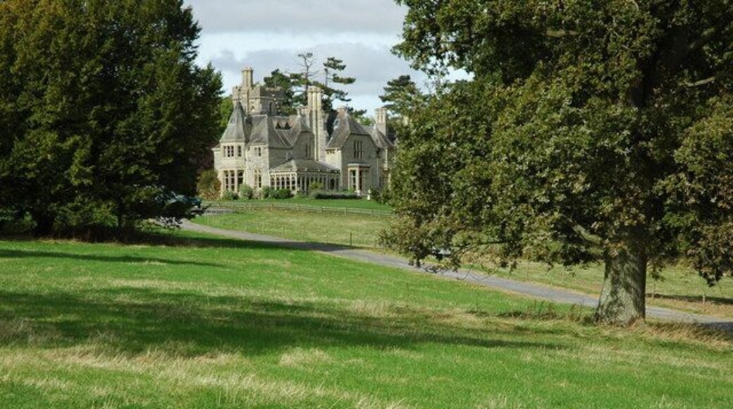 Foscombe, near Ashleworth Described by Pevsner at 'High Victorian fastasy' Foscombe was built in 1866-7 by Thomas Fulljames as his retirement home. Here the house is viewed from the bridleway to the south-east.