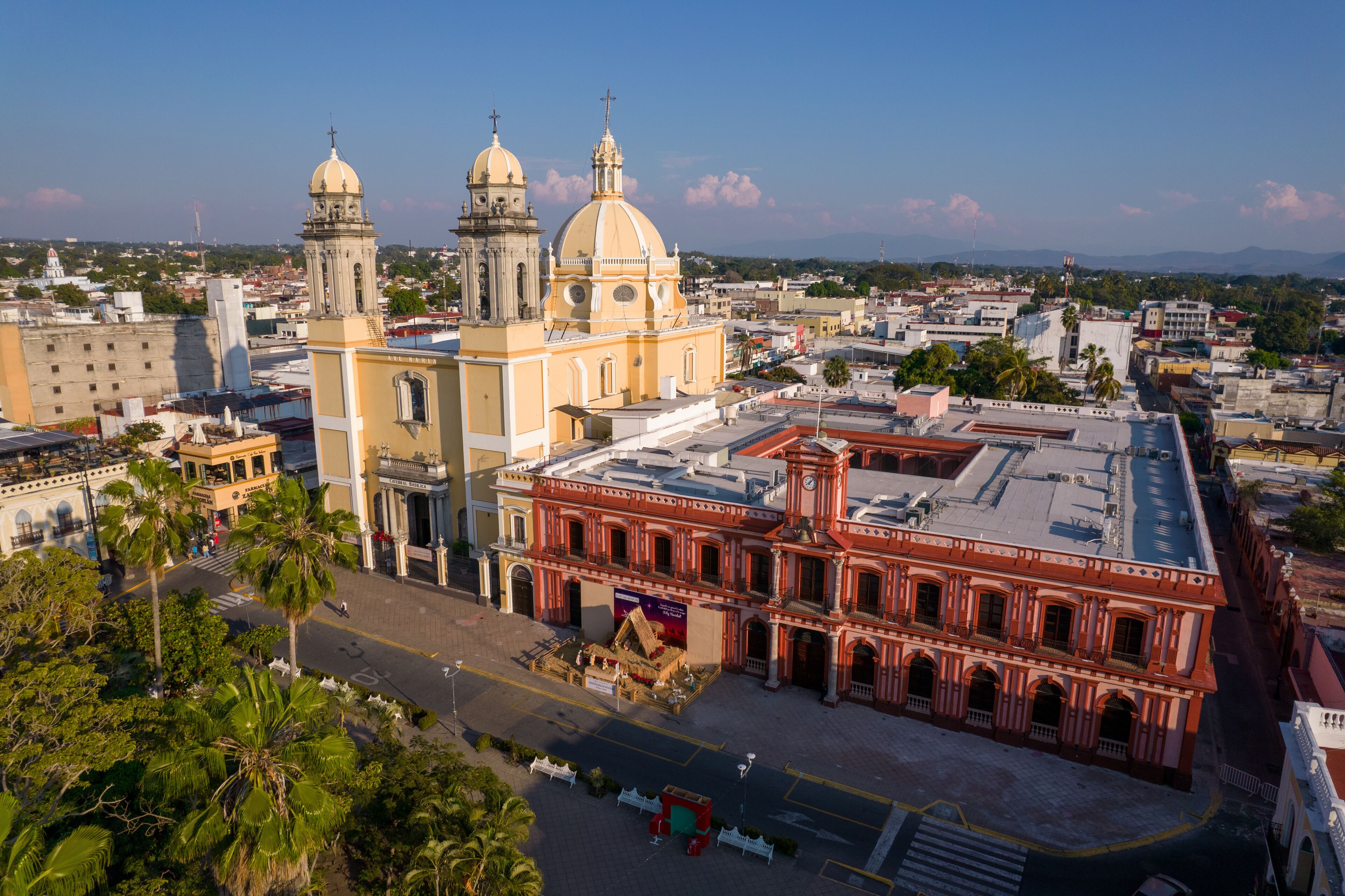 Aerial view of Central Garden at Colima, Colima. México.