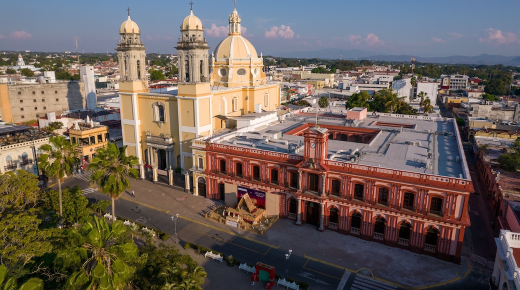 Aerial view of Central Garden at Colima, Colima. México.