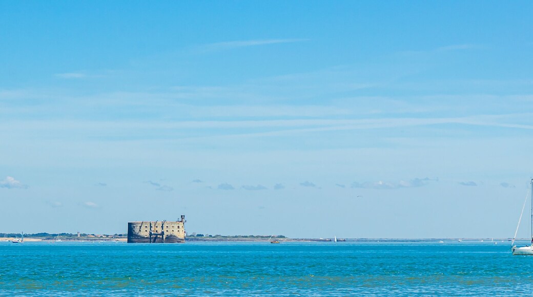 Fort boyard seen from Boyardville beach on a sunny day in Charente-Maritime, France