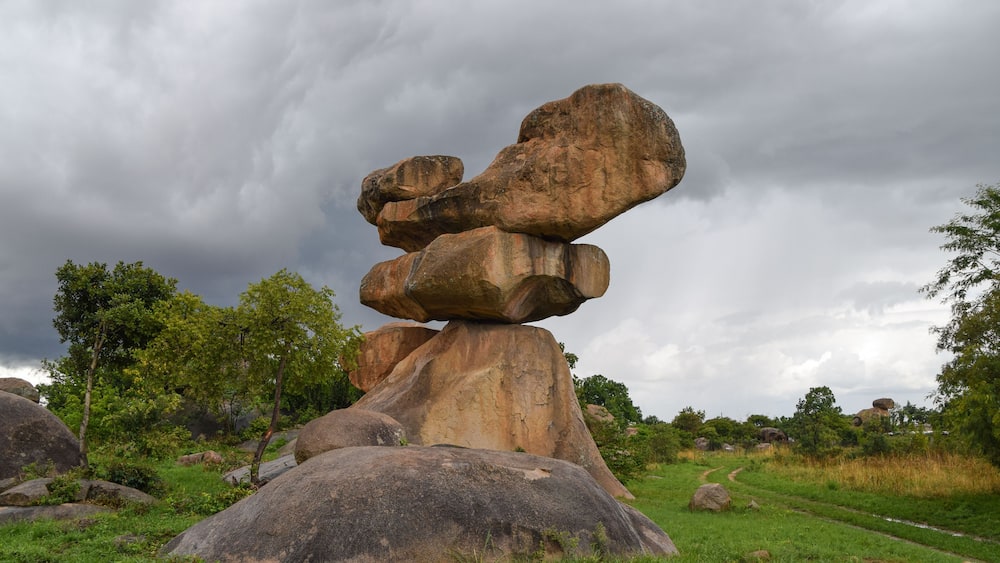 Natural balancing rocks in Epworth, outside Harare, Zimbabwe.