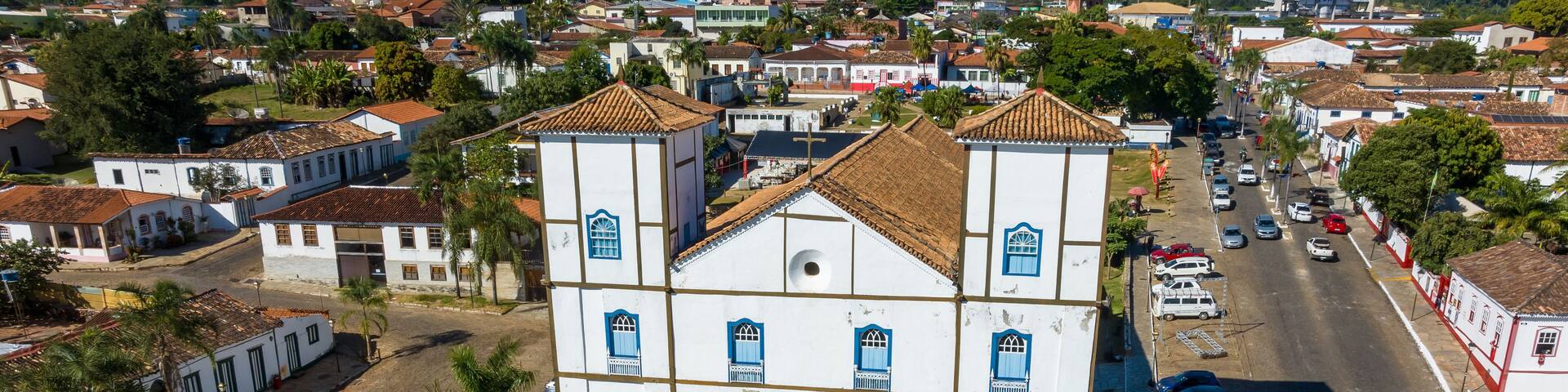 Pirenopolis in Goias, Brazil. Old catholic church of historic city.