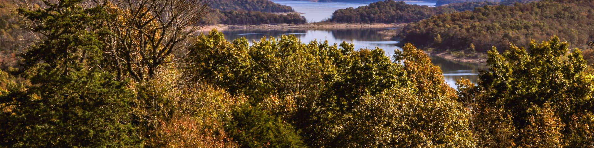 Looking out over Norfork Lake and the surrounding mountains in Mountain Home, Arkansas