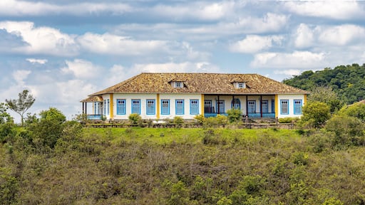 Panorama view of a typical rural colonial house in the village of Bichinho, Prados, Minas Gerais, Brasil