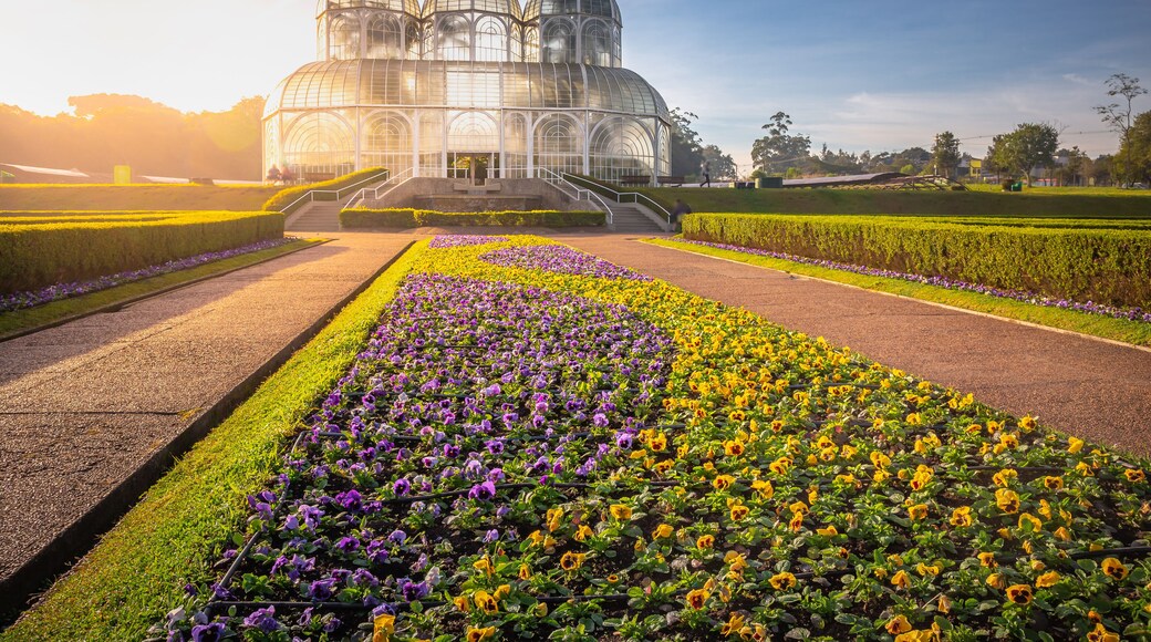 Public park around Botanical garden greenhouse in Curitiba, Parana, Brazil