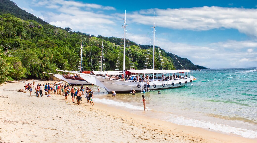 Tourists at beach Praia Lopes Mendes, Ilha Grande island, Rio de