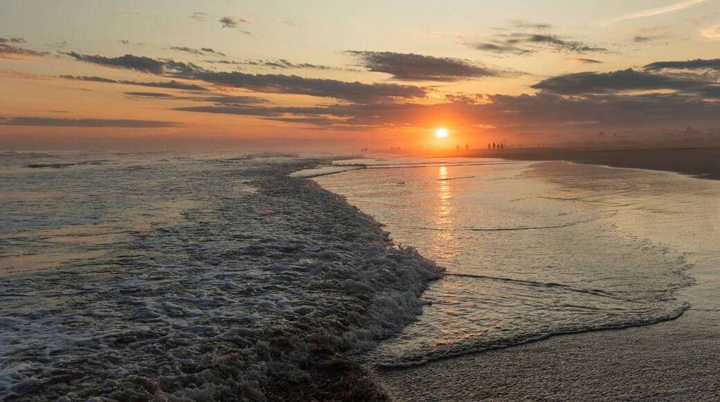 Orange and golden sunset sky calmness tranquil relaxing sunlight summer mood. , Jaguaruna Beach, Santa Catarina , Brazil
