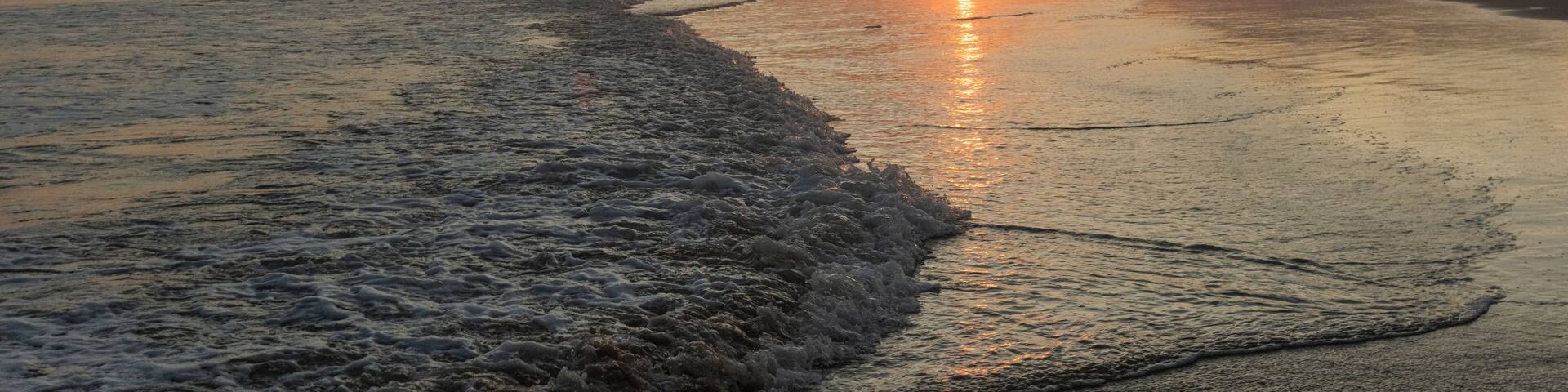 Orange and golden sunset sky calmness tranquil relaxing sunlight summer mood. , Jaguaruna Beach, Santa Catarina , Brazil