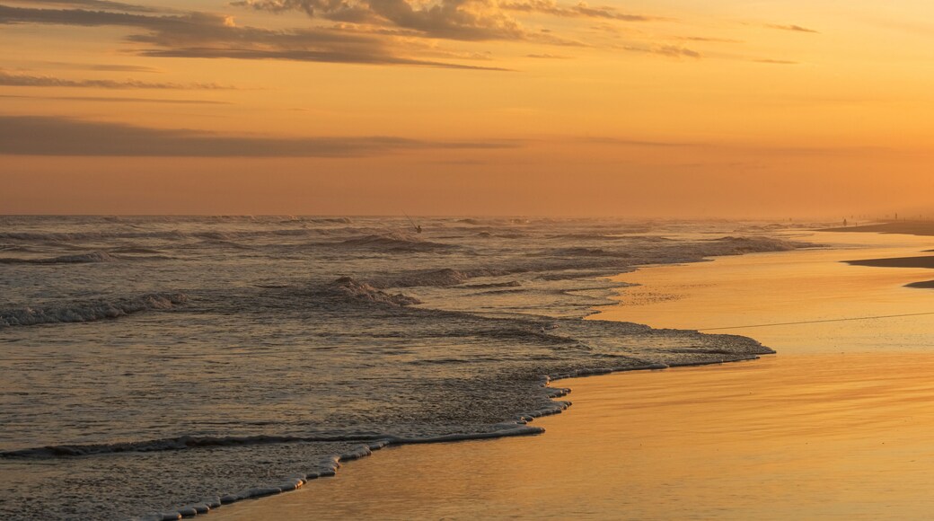 Orange and golden sunset sky calmness tranquil relaxing sunlight summer mood. , Jaguaruna Beach, Santa Catarina , Brazil
