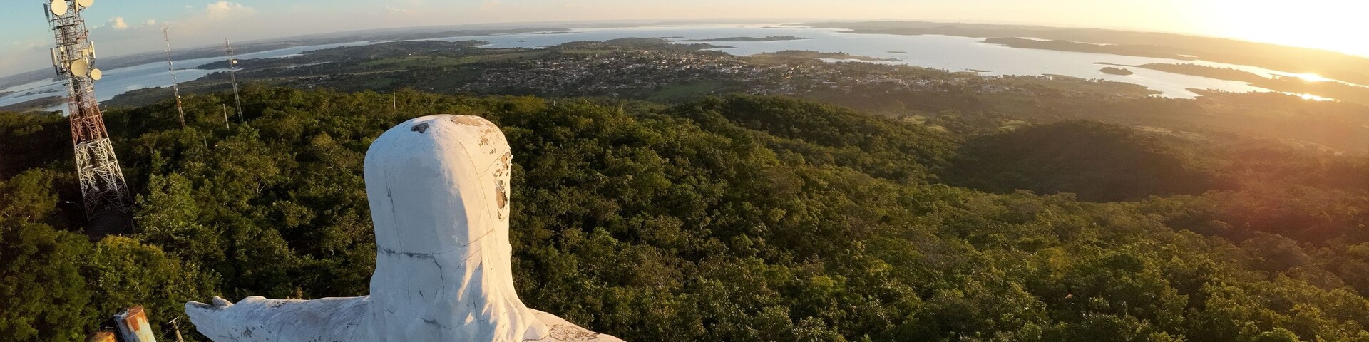 Aerial view of the iconic Jesus Christ statue, located in Tres Ranchos, Brazil