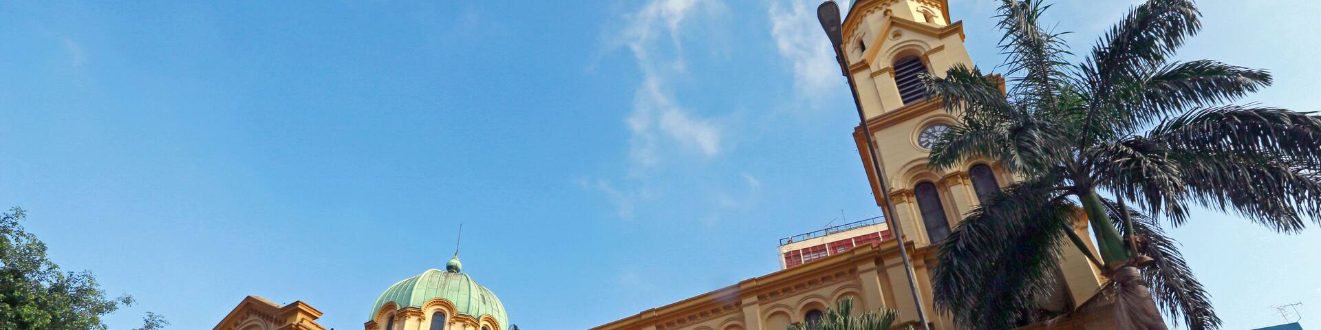 Facade of Santa Cecilia church. Downtown of Sao Paulo city, Brazil