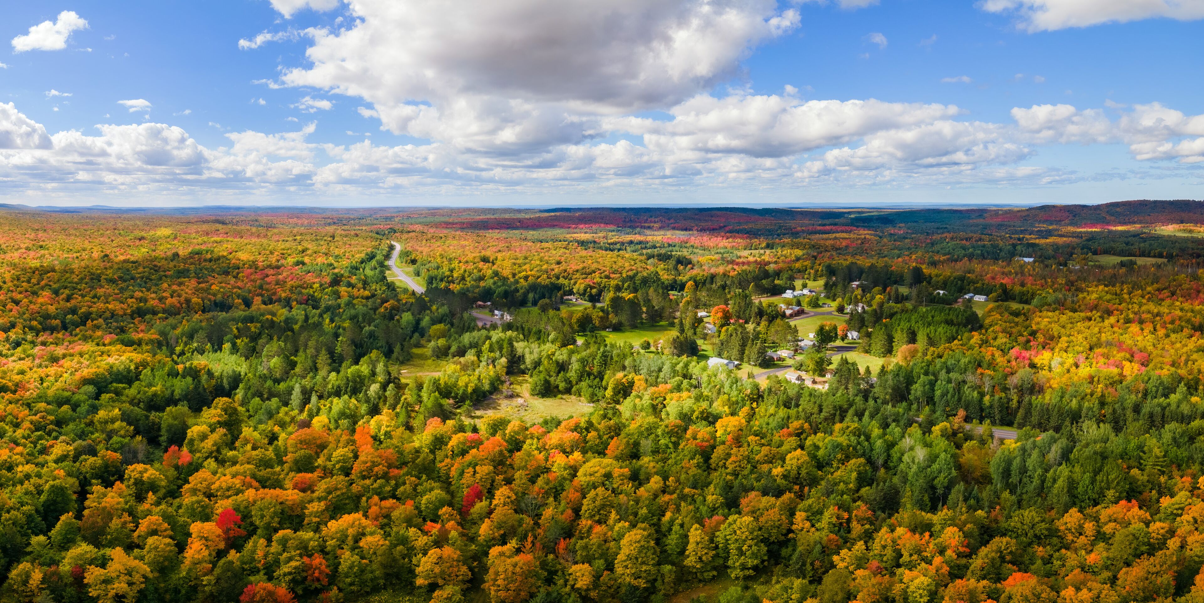 Beautiful autumn countryside scenic drive in the Upper Peninsula