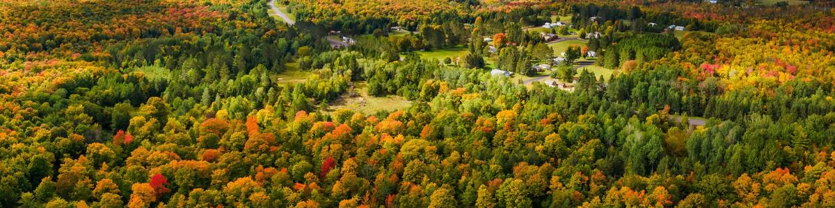 Beautiful autumn countryside scenic drive in the Upper Peninsula