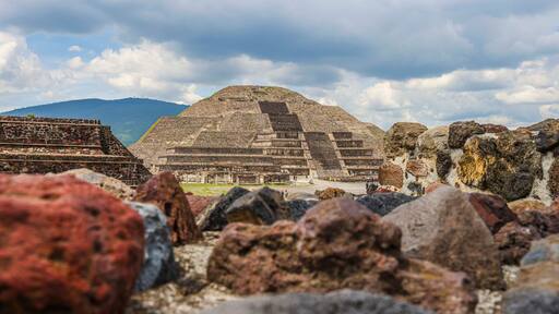 Pyramid of the Moon in San Martin de las Pirámides in the archaeological zone of Teotihuacán Mexico, the city