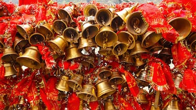 Holy bells at the Dhari Devi Temple in Dhari Srinagar, Uttarakhand, India.