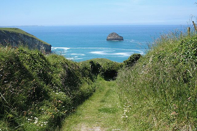 Tintagel: path to Trebarwith Strand Looking towards Gull Rock on the path from Tregatta