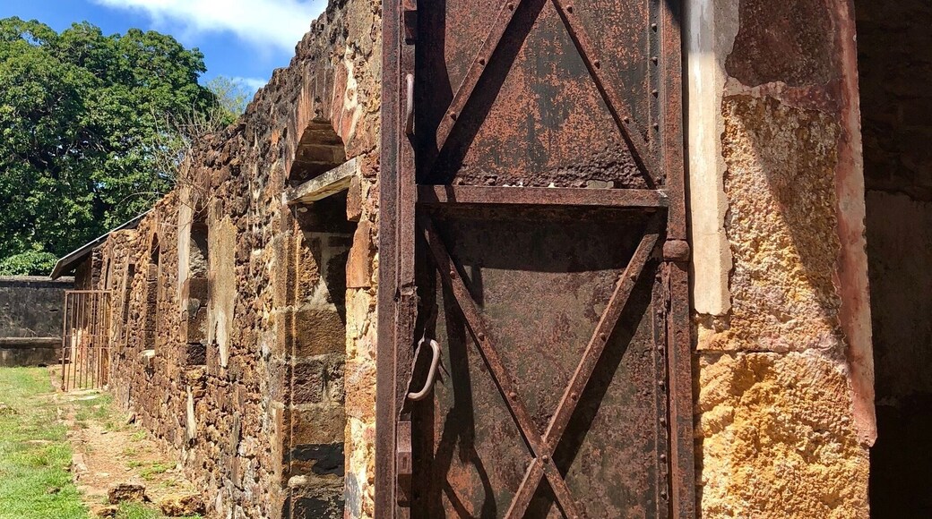 Entrance into the cell blocks.
Here’s a bit more history:
In the late 1840’s France had a problem with overpopulation in its prisons and made the decision to transport some of the prison population to the Iles du Salat (Salvation Islands). This particular set of islands is about 6 miles off of the coast of French Guiana and made up of Ile Royale, Ile Saint-Joseph and Ile du Diable. The French also installed prisons on the mainland of French Guiana as well as other islands located north of here. The prison was run on the Salvation Islands from 1852 until 1946. A law was passed by the French Government in 1853 that required convicts to stay in French Guiana following their release for a time equal to their sentence ... or, for sentences exceeding eight years, for the remainder of their life’s! So, incarceration here really was a life sentence with no ability to return to mainland France! Interestingly, the islands are still part of France and the EU as is mainland French Guiana.