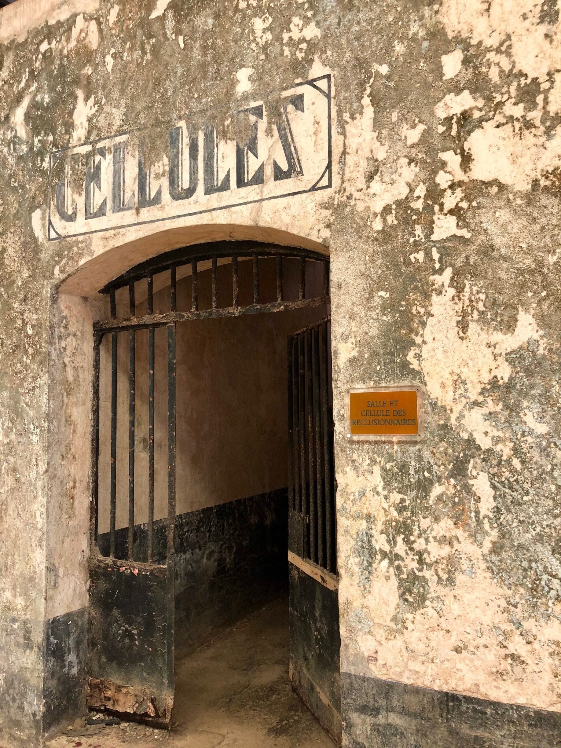 Entrance into solitary confinement. 

Here’s some more history:
In the late 1840’s France had a problem with overpopulation in its prisons and made the decision to transport some of the prison population to the Iles du Salat (Salvation Islands). This particular set of islands is about 6 miles off of the coast of French Guiana and made up of Ile Royale, Ile Saint-Joseph and Ile du Diable. The French also installed prisons on the mainland of French Guiana as well as other islands located north of here. The prison was run on the Salvation Islands from 1852 until 1946. A law was passed by the French Government in 1853 that required convicts to stay in French Guiana following their release for a time equal to their sentence ... or, for sentences exceeding eight years, for the remainder of their life’s! So, incarceration here really was a life sentence with no ability to return to mainland France!  Interestingly, the islands are still part of France and the EU as is mainland French Guiana.