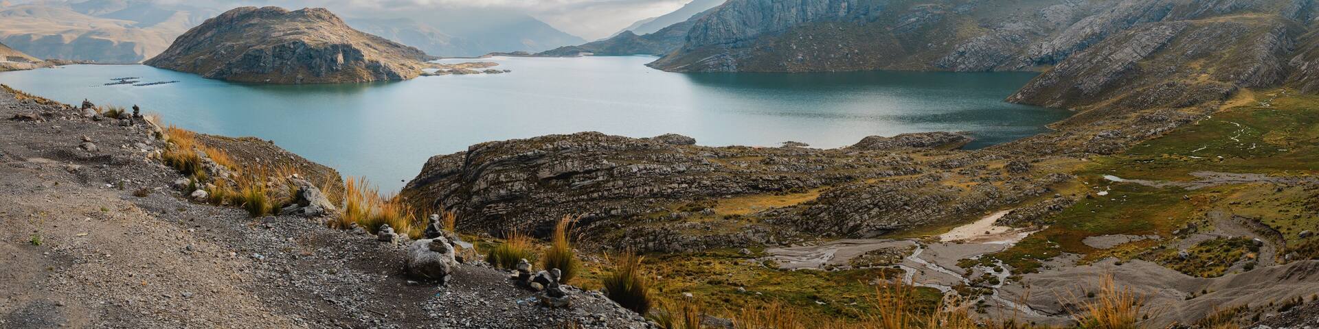 A lake Chuchun, Road to the Mountain range of the Viuda, Canta. Peru.