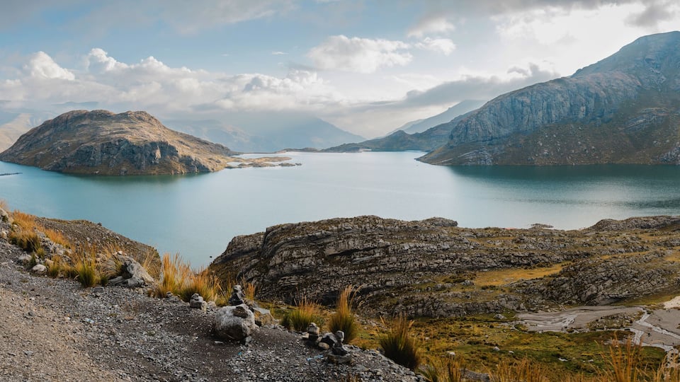 A lake Chuchun, Road to the Mountain range of the Viuda, Canta. Peru.