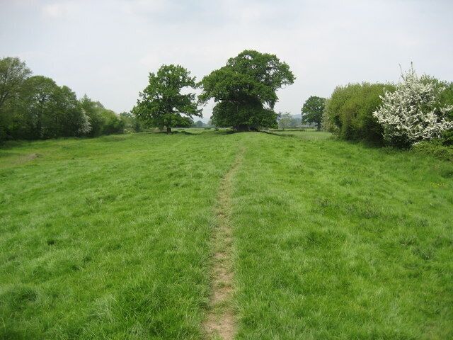 Offa's Dyke near Rhos The National Trail and ancient Dyke south of Four Crosses.