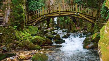 Ayazma National Park in Ida Mountains and streams flowing under the bridge