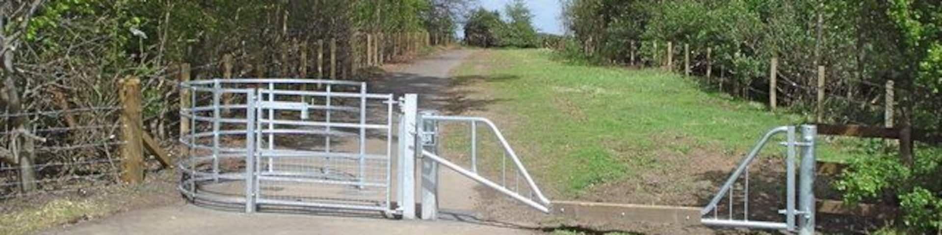 Entrance Gates to The Moat Site, Roslin This kissing gate, large enough for use by wheel chairs, and gate providing easy access for horse riders, erected at the end of April 2009 gives access to the developing network of paths and bridle ways on the site of the old Moat Colliery and brickworks.
