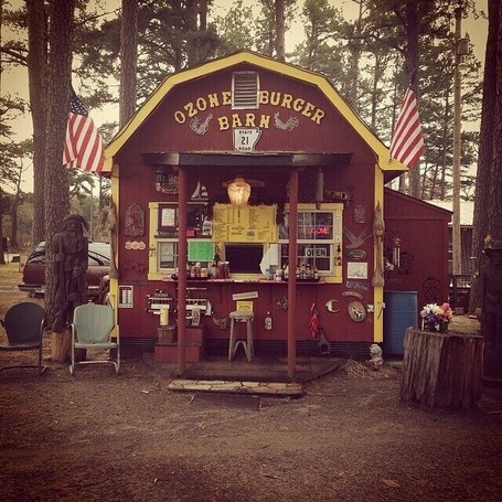 This is the Ozone Burger Barn. They have the best burgers. It is really the only thing in Ozone.